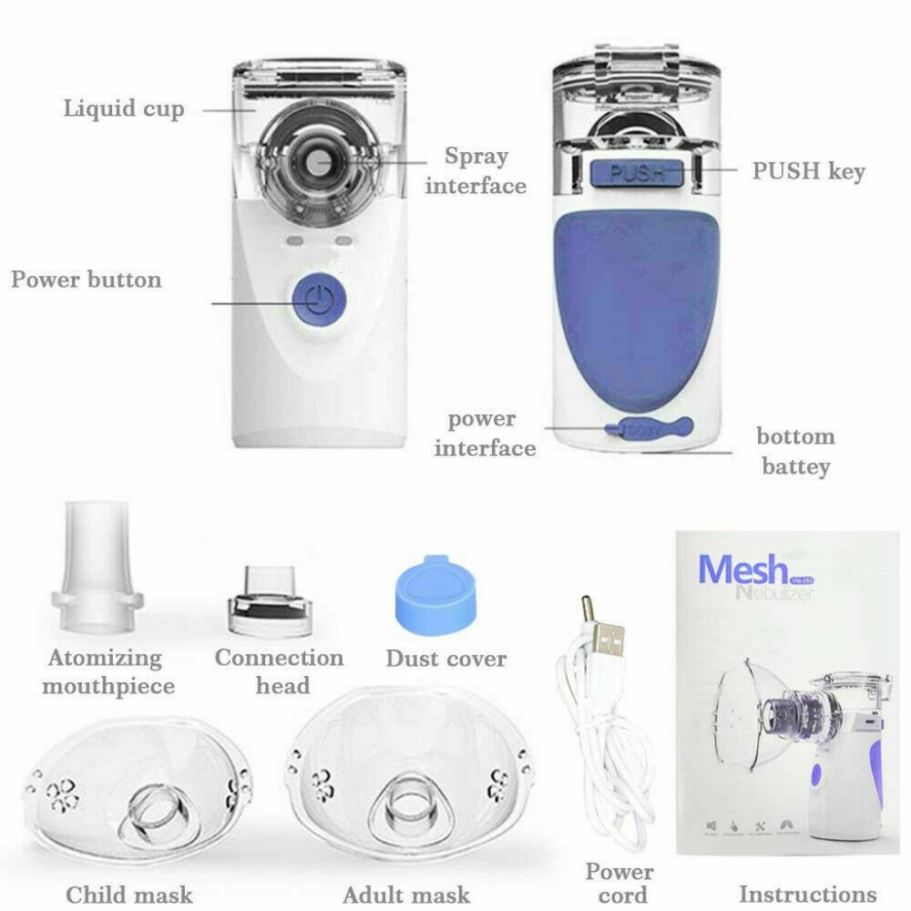 New Mesh Portable Travel Rechargeable Inhaler Resperator Nebulizer - Picture 7 of 9